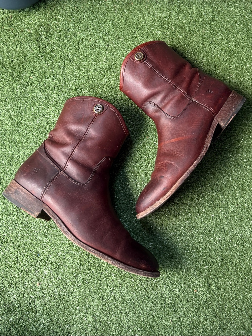 Frye Melissa Button Short Zip Brown Leather Women’s Boots - Picture 8 of 12